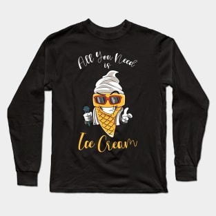 Ice Cream Cool Summer Vacation Glasses Long Sleeve T-Shirt